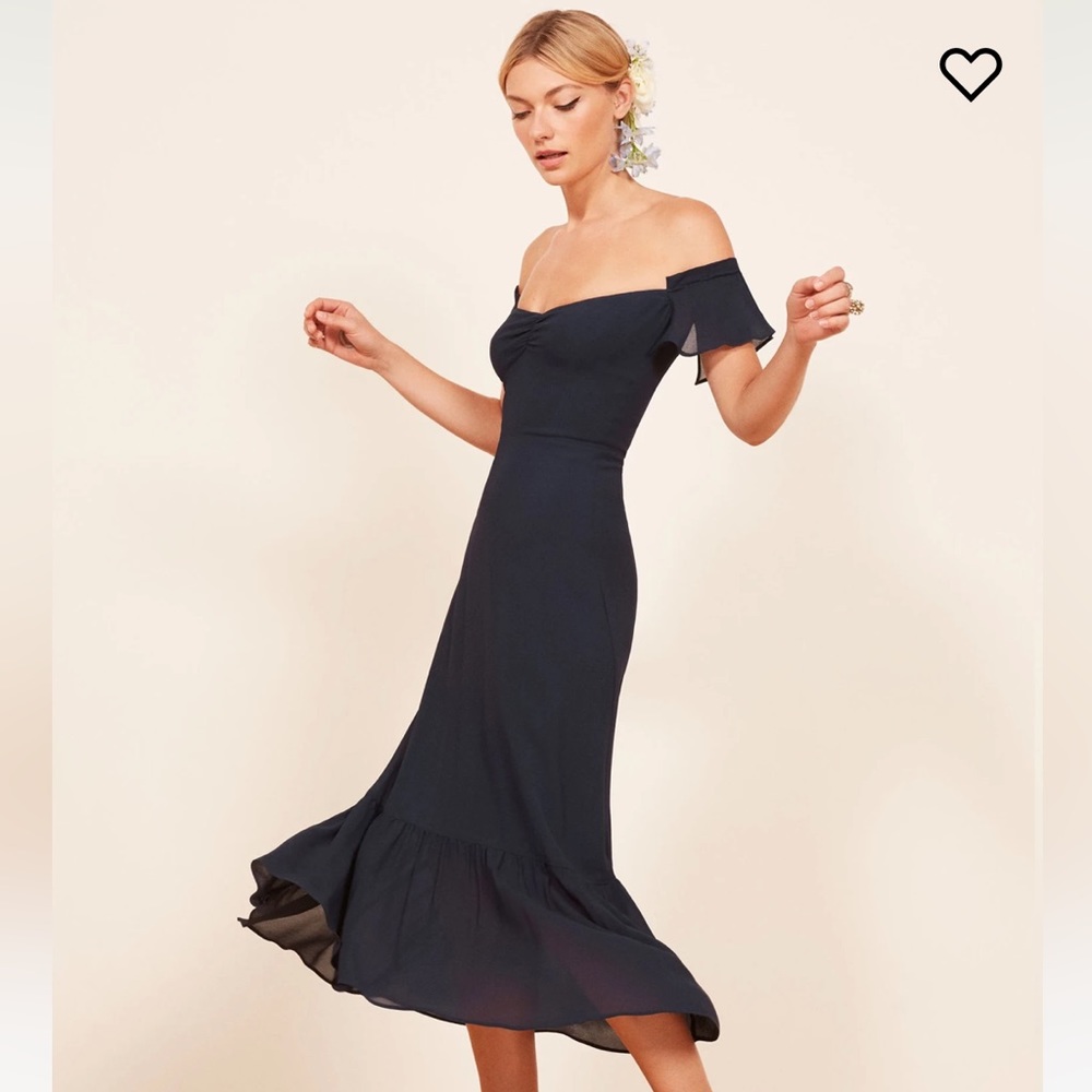 NWT Reformation NAVY BUTTERFLY MIDI DRESS Size 0